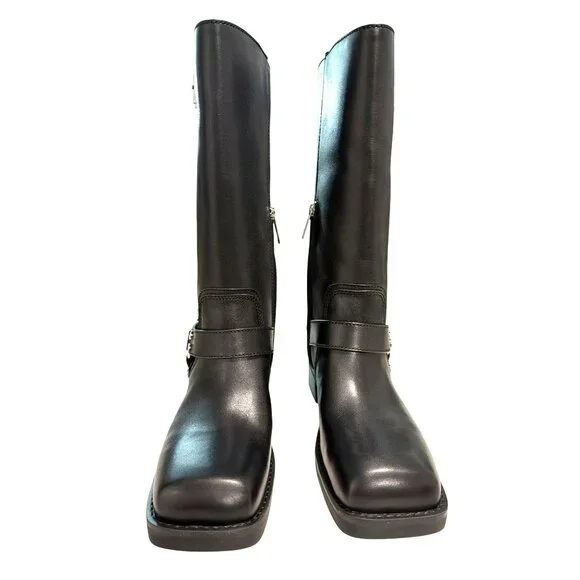 Michael Kors Crosby Black Leather Moto Boot Sz 8 New - Picture 4 of 9